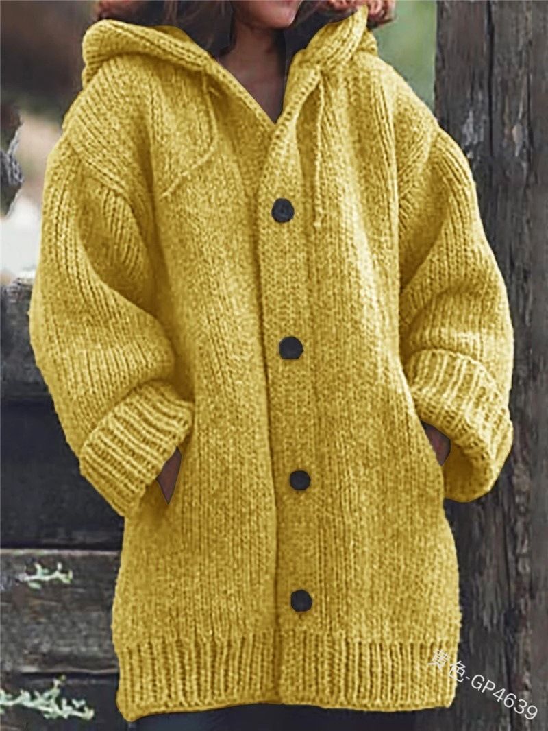 Damenpullover, Strickjacke, Strickpullover, mittellanger Mantelpullover_voghion.com