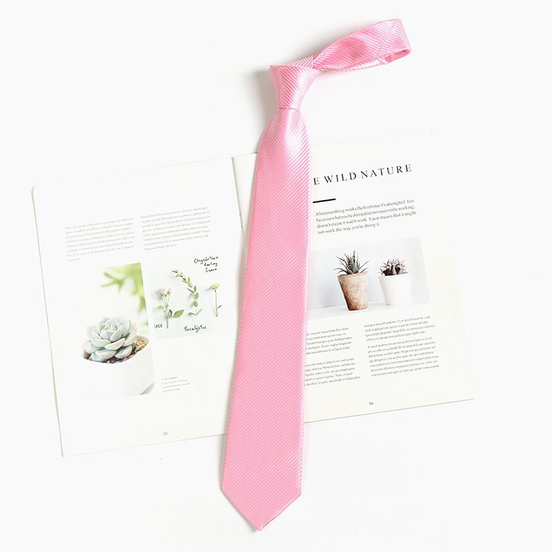 Light Pink Lazy Elastic No-Tie JK Academy Style Shirt Bow Tie Women Hand-Tied Necktie For Men_voghion.com