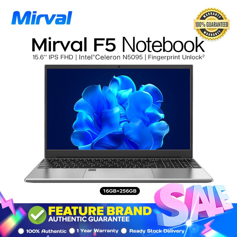 Mirval F5 klēpjdators 15,6 collu piezīmjdators ar pirkstu nospiedumu atbloķēšanu, Windows 10 Intel Celeron N5095 16 GB RAM 128 GB 256 GB 512 GB 1 TB_voghion.com