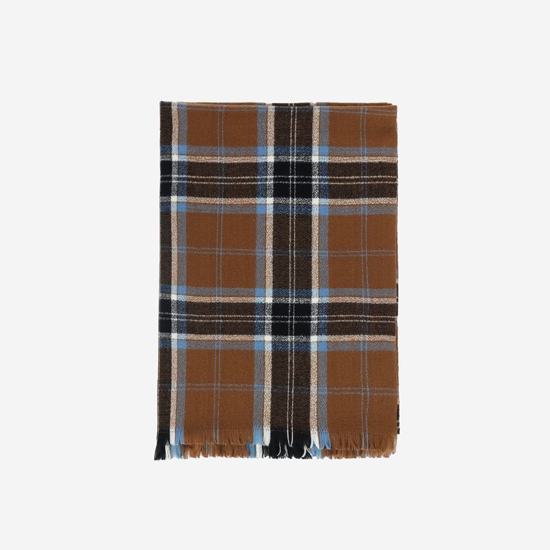 Senior sense of leisure retro men and women classic plaid thick paragraph warm autumn and winter 2023 spun cashmere scarf_voghion.com