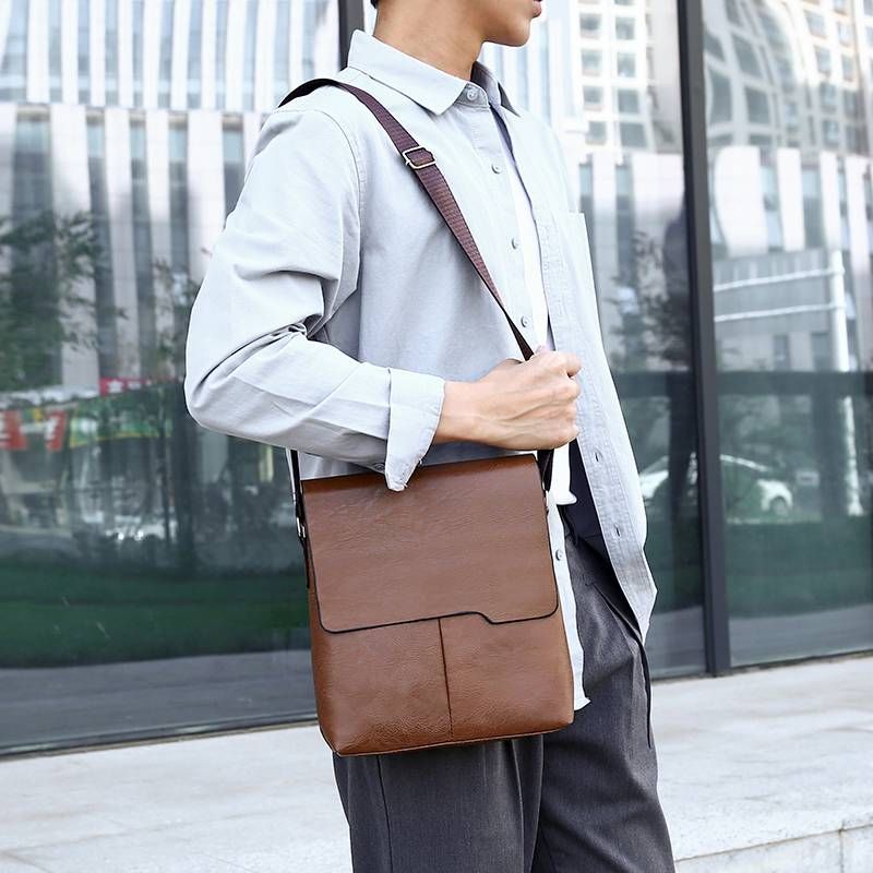 Fashion trend men's leather shoulder bag crossbody bag business commuter bag_voghion.com