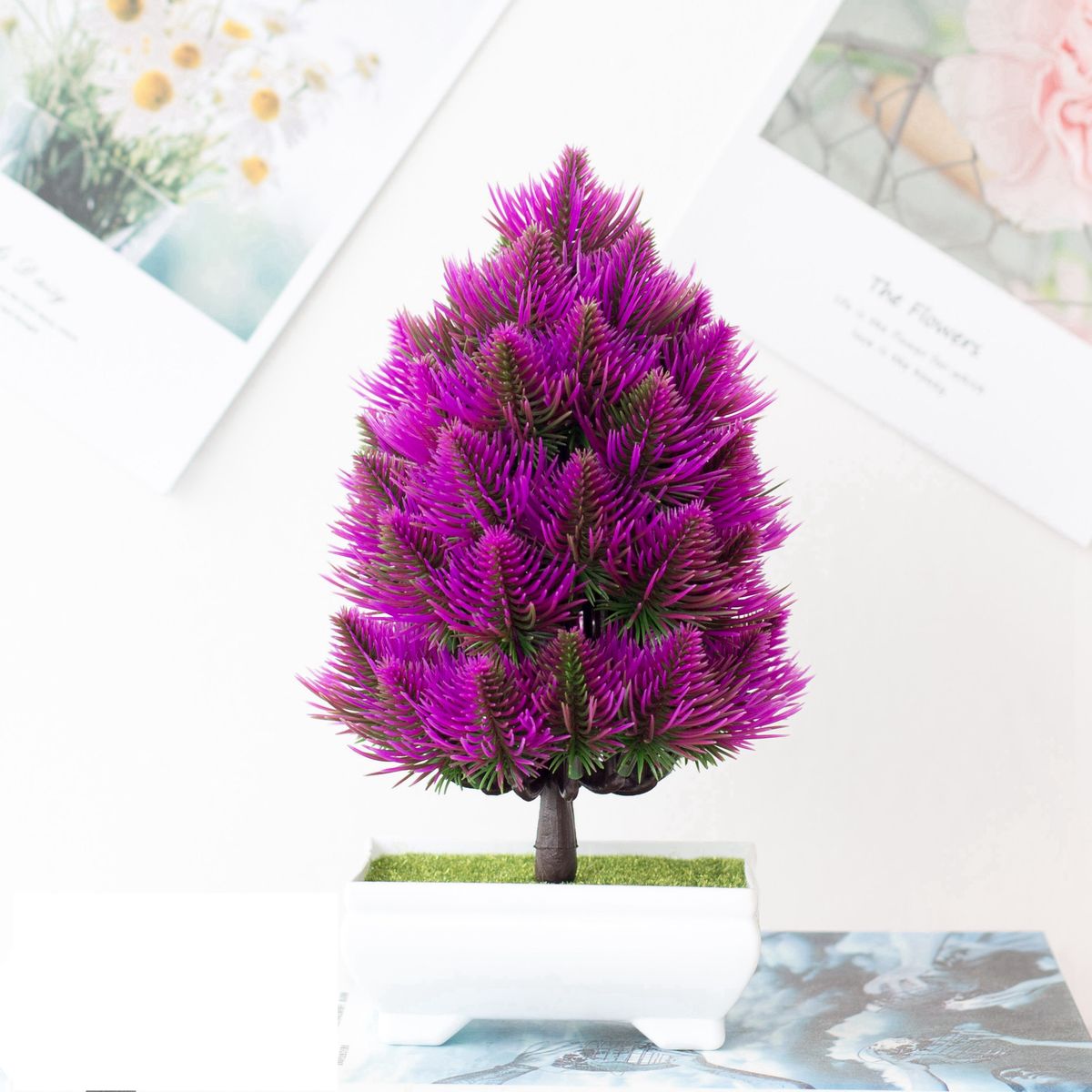 Comerț cu ridicata simulare pin bonsai plastic plantă verde floare plantă în ghiveci decorarea casei mici ornamente de birou_voghion.com