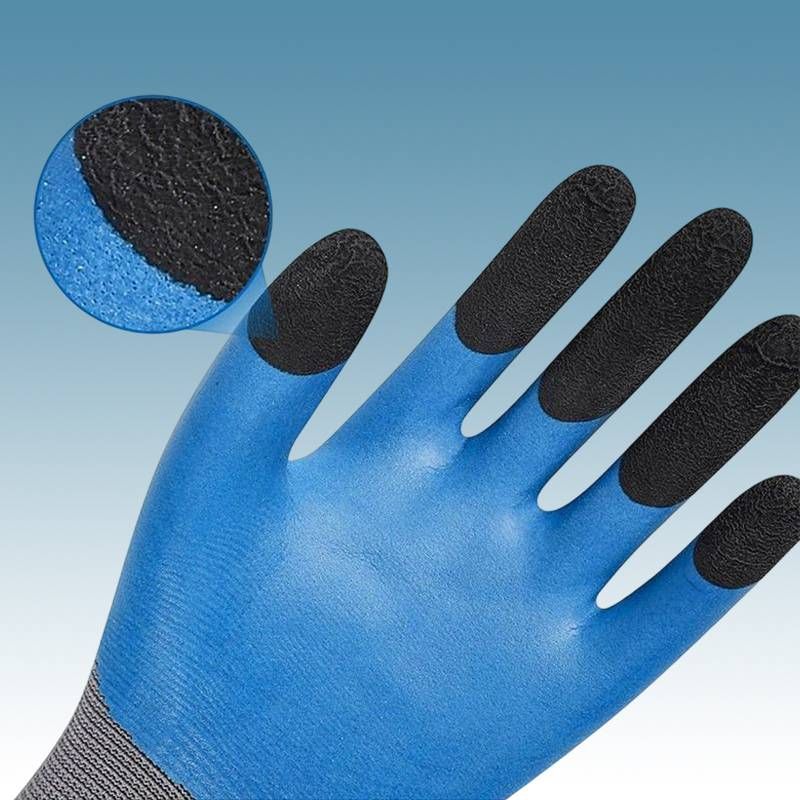Rubber Wear-resistant Dipped Rubber Thin Breathable Reinforced Finger Protection Gloves 12 Pairs_voghion.com