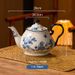 Blue Willow Ceramic Coffee Cup & Saucer Set – Hand-Painted Chinoiserie Floral Design, 220ml Vintage Tea Cup For Chinese Gongfu Tea & Espresso_voghion.com