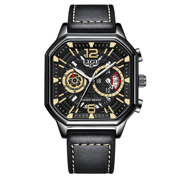 Men's Waterproof Quartz Watch With Multifunction Calendar, Luminous Hands, Skeleton Dial, And Leather Strap – Stylish And Durable For Everyday Wear_voghion.com