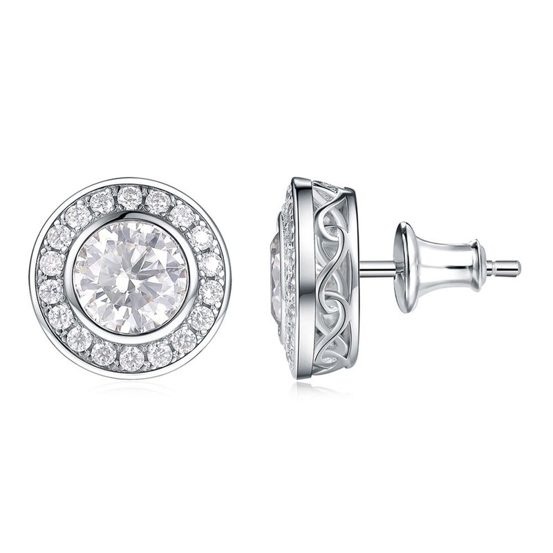 Orecchini da donna in argento sterling S925 con moissanite rotonda, orecchini di lusso con diamanti di alta qualità_voghion.com