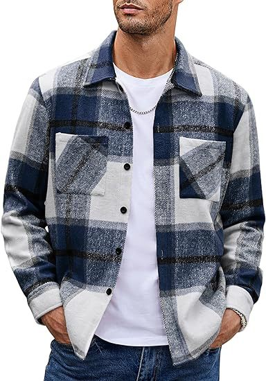 Giacca da uomo in flanella spessa e versatile alla moda casual 2024_voghion.com