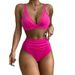 2024 Nieuw hoge taille bikini mesh gesplitst sexy open rug geplooid badpak_voghion.com