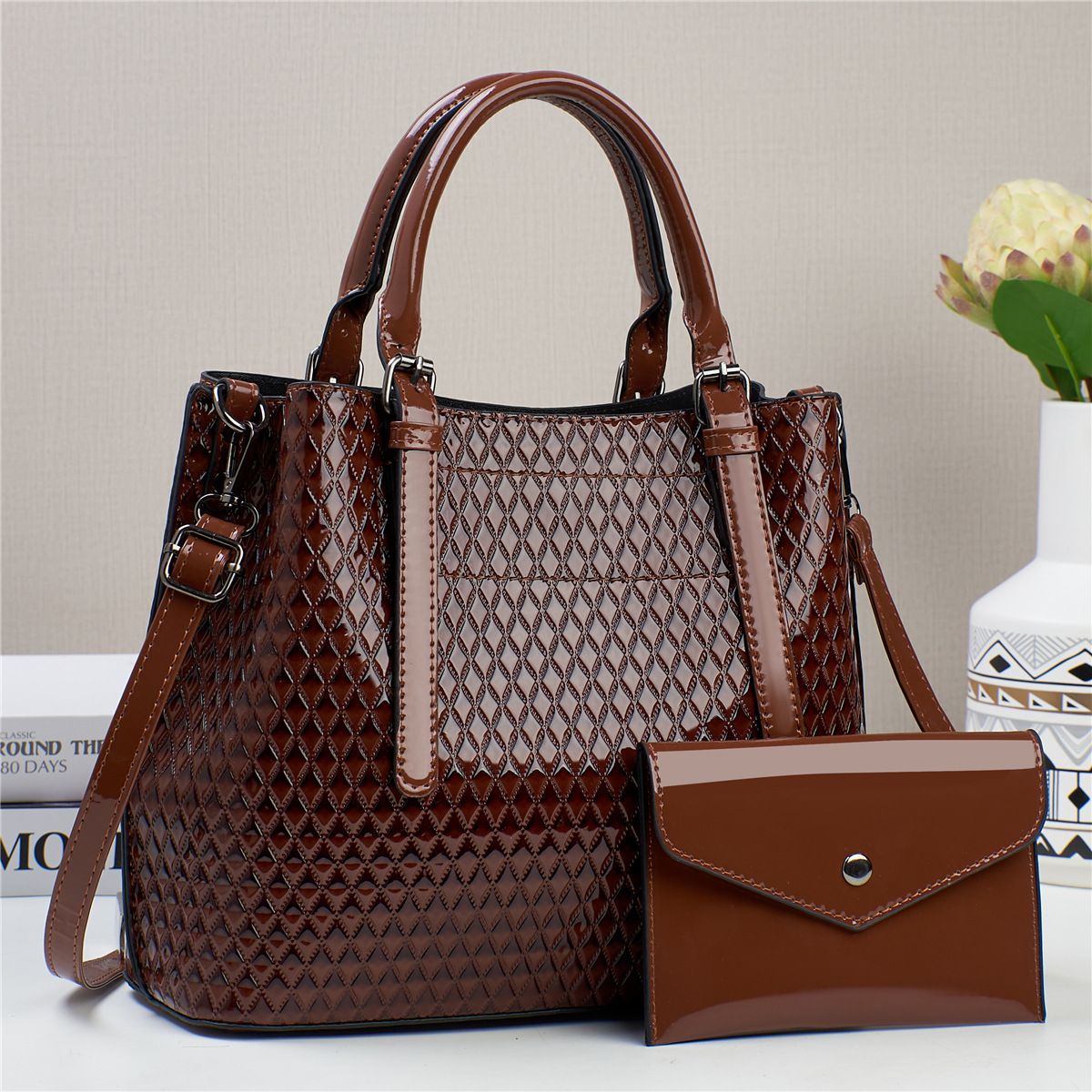 Damentaschen High-End-Handtasche Mutter-Kind-Tasche Zweiteiliges Set Große Kapazität Modische Umhängetasche Hochwertige Textur Damen-Umhängetasche_voghion.com