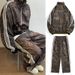 Men's Vintage OOTD Outfit – Retro Side-Stripe Jacket & Leopard Print Jogger Set (90s Throwback Style)_voghion.com