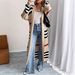 Soft Striped Knit Cardigan - Oversized Open Front Sweater With Color Block Design, Lightweight & Versatile For Women & Men_voghion.com