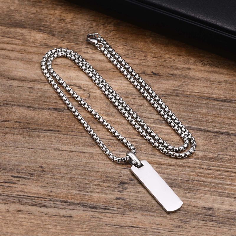 Stainless Steel Smooth Pendant Black Necklace Engraved Metal Jewelry Quanxi Water PN-1864_voghion.com
