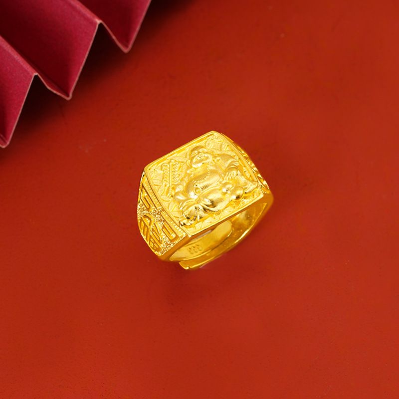 Nuovo anello da uomo in ottone dorato con sabbia dorata del Buddha Maitreya del Vietnam. Accessorio per gioielli._voghion.com