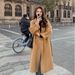 Elegant Belted Wool Trench Coat For Women – Korean-Style Oversized Long Coat With Double Breasted Buttons In Blue, Pink, Beige, Black & Camel_voghion.com