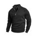 Herren Reißverschluss Stehkragen Fleece Sweatshirt Herbst Winter Warm Lose Einfarbig Outdoor Freizeitjacke_voghion.com
