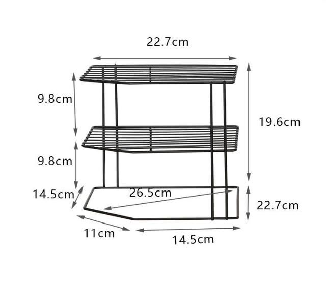 Scaffale portaoggetti da cucina a 3 ripiani, scaffale angolare portaoggetti a strati, porta stoviglie, porta piatti, portaoggetti angolare per bagno, portaoggetti per armadietto_voghion.com