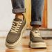 Chunky Sole Leather Casual Shoes Low-Top Lace-Up Sneakers Stylish Versatile_voghion.com