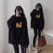 Black Hooded Sweatshirt For Women, Autumn Winter 2025 New Loose Fit Plus Size Long Sleeve Top, Fleece Lined Thickened_voghion.com