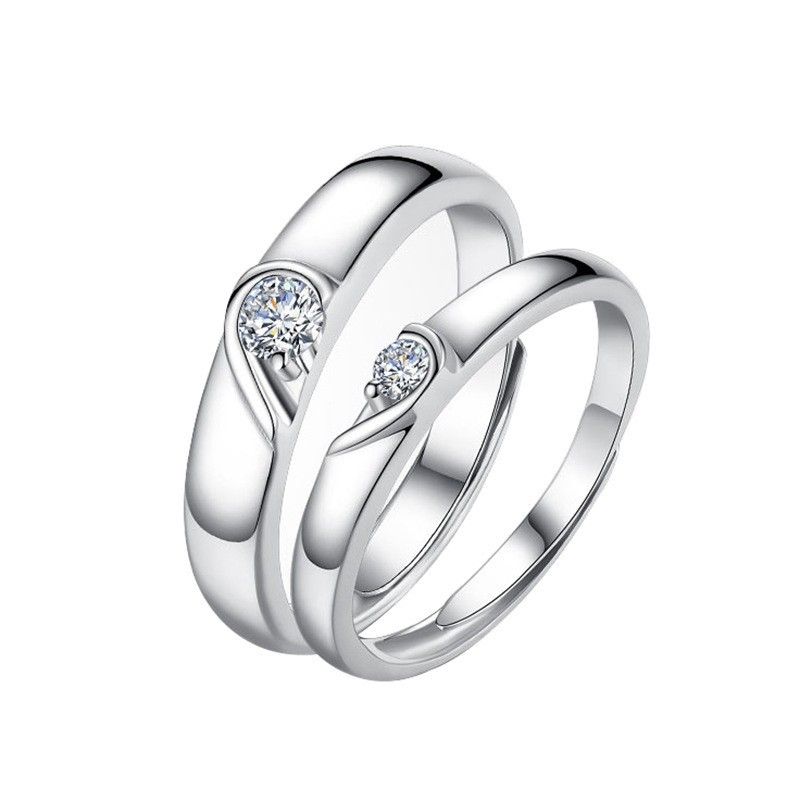 anelli di coppia in argento sterling un paio di anelli a forma di cuore in zircone da uomo e da donna anelli aperti in platino non sbiadiscono gioielli per le mani_voghion.com