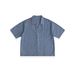 MAMINQIN New Summer Loose Cuban Collar Short Sleeve Set Hand-stitched Cotton Linen Blue Shirt Shorts_voghion.com