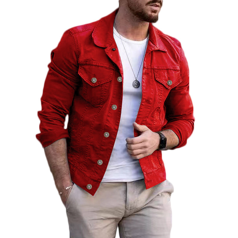 Abbigliamento da uomo giacca in tinta unita cappotto da uomo di grandi dimensioni bavero denim slim top abbigliamento da uomo_voghion.com