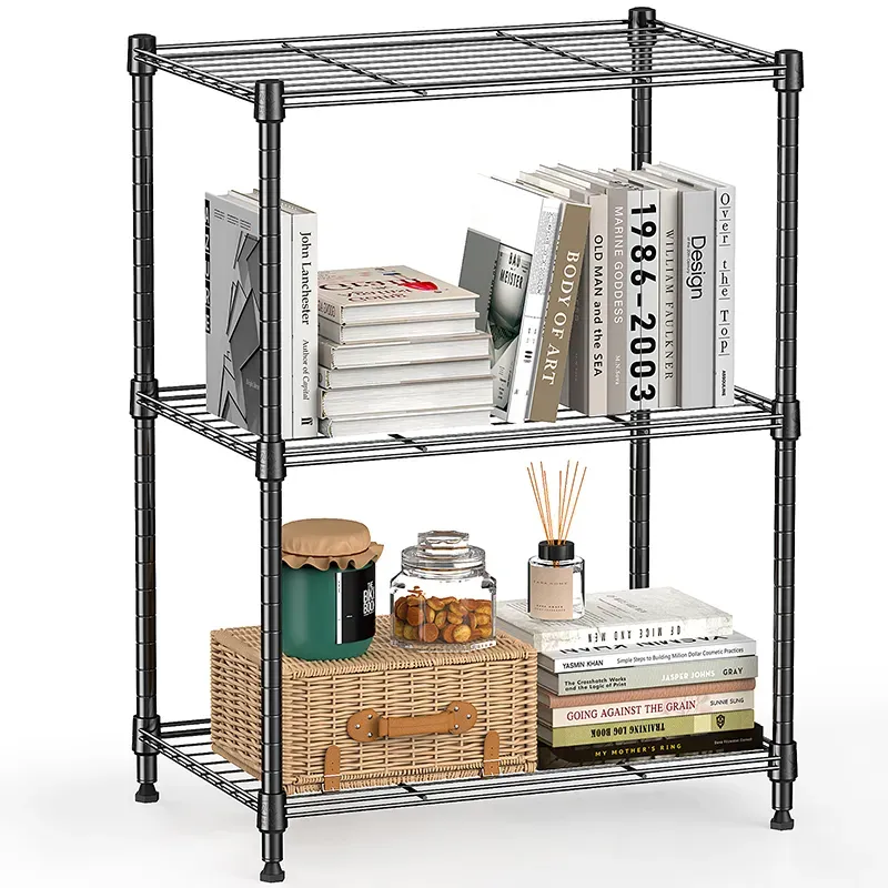 Scaffalatura portaoggetti in filo metallico da 450 libbre, scaffalatura a 3 livelli, organizer in acciaio, per casa, cucina, ufficio, cromata (11,8' P x 17,7' L x 26,3' A)_voghion.com