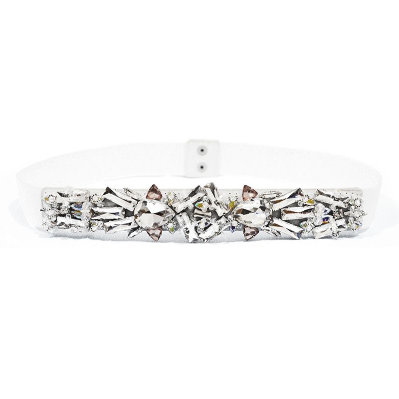 Summer New Small Waist Cover Leisure Water Diamond Decoration Elastic Women's Matching Skirt Thin Belt_voghion.com