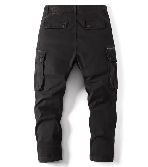 Otoño e invierno, pantalones de camuflaje sueltos con pies agrupados para hombres, pantalones sueltos de talla grande con múltiples bolsillos_voghion.com