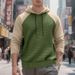 Men's Contrast Color Raglan Hoodie – Plaid Pattern Long Sleeve Casual Jacket (Military Green/Khaki, Gray/Black, S-XXXL)_voghion.com