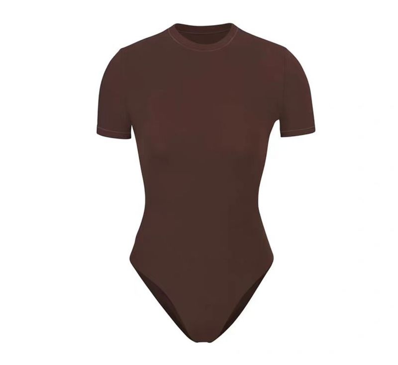 Body a maniche corte a vita alta ispirato – Miscela di nylon elasticizzato, stile retrò chic, vestibilità comoda e lusinghiera_voghion.com