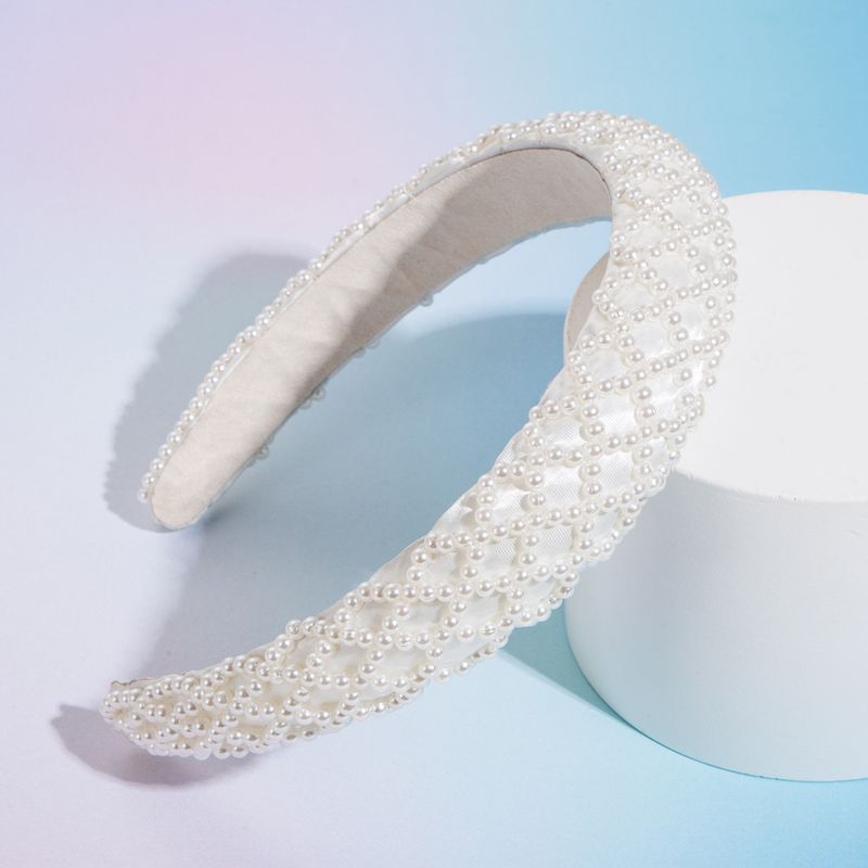 Temperament: Bandă de păr cu margini late, lucrată manual, din burete de cristal cu mărgele, bandă de păr personalizată în stil baroc_voghion.com