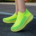 Green Platform Knit Sneakers Men Women Trainers Breathable Socks Men's Running Shoes Comfortable Slip-on Women's Sports Shoes_voghion.com