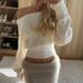 New Sweet Gentle Temperament Style Diagonal Small Off-Shoulder Versatile Loose Solid Color Long Sleeve Simple Knitted_voghion.com