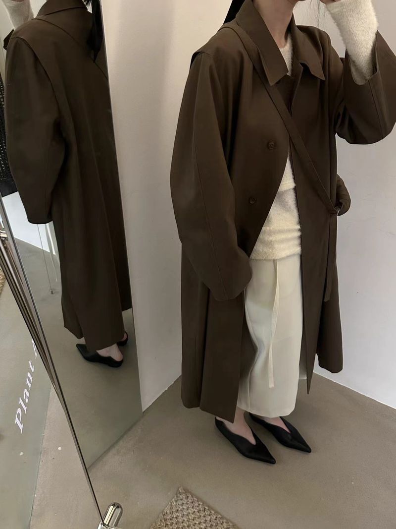 Giacca a vento di alta qualità in stile blogger coreano ~ Giacca larga di media lunghezza in tencel non facile da sgualcire per le donne Kk8459_voghion.com