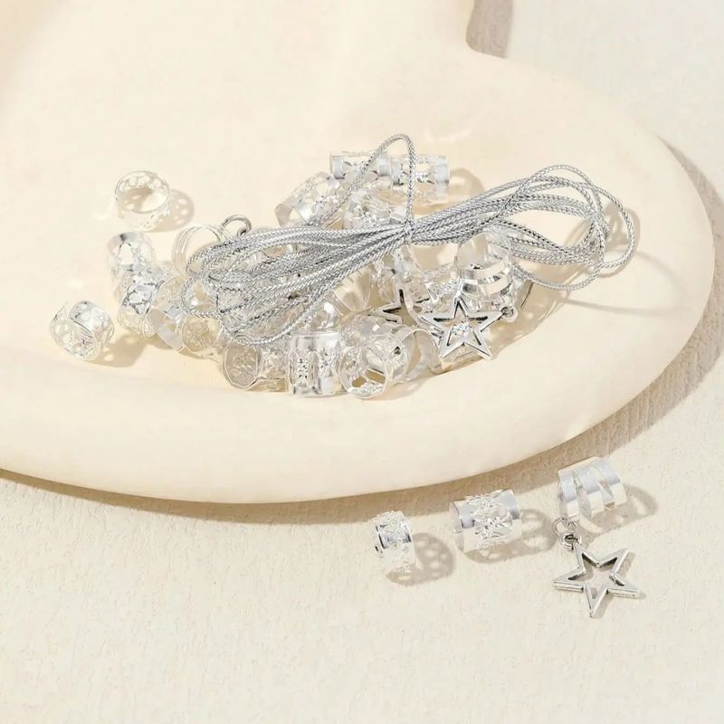 Stylish And Unique Metal Open - Hair Clips, Hot - Girl Braiding Hair Accessories For Stage And Photo - Shooting, Star - Pendant Hair Rings_voghion.com