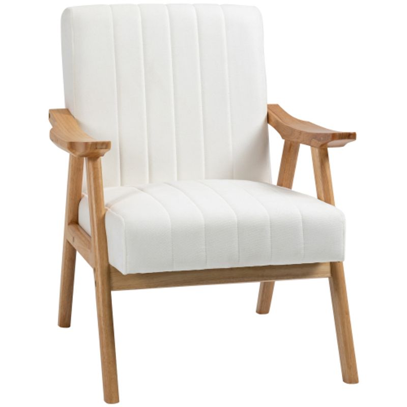 HOMCOM Polstersessel Loungesessel In Samtoptik Mit Armlehnen, Skandi-Design, Creme, 68x74x82cm_voghion.com
