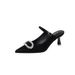 699-108 French Style Rhinestone Buckle Pointed Toe High Heels For Women New New Shallow Mouth Backless Single Thin Heel_voghion.com