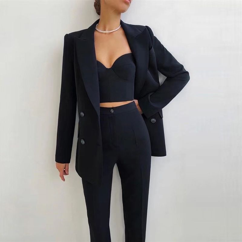 Vêtements pour femmes tempérament décontracté mode de déplacement OL costume professionnel pour femmes soutien-gorge pantalon costume_voghion.com