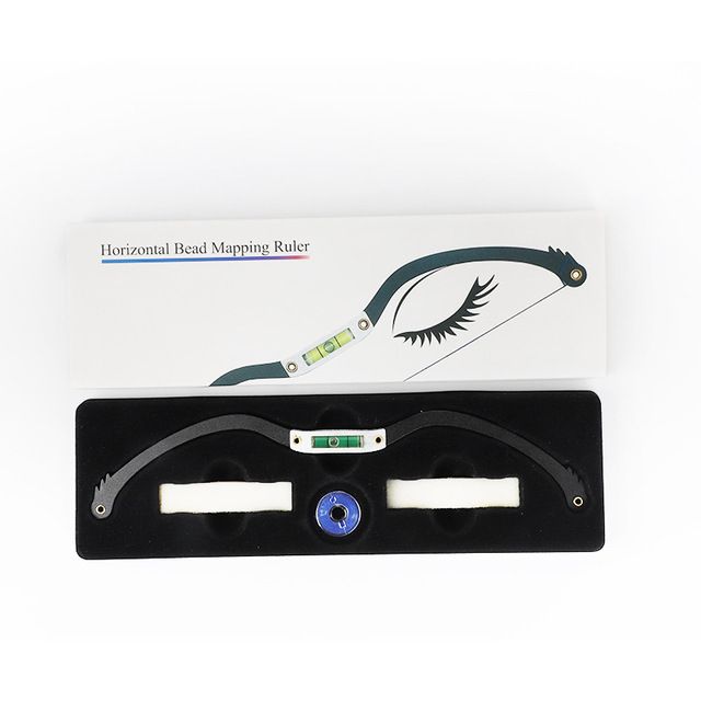 1 vnt. „Microblading“ permanentinio makiažo lanko ir strėlės linijų liniuotė, juoda, matavimo, antakių virvelė, iš anksto dažyta tatuiruotės liniuotė, skirta žemėlapių sudarymui_voghion.com