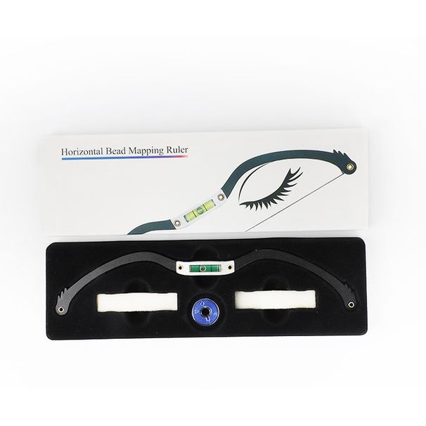 1 vnt. „Microblading“ permanentinio makiažo lanko ir strėlės linijų liniuotė, juoda, matavimo, antakių virvelė, iš anksto dažyta tatuiruotės liniuotė, skirta žemėlapių sudarymui_voghion.com