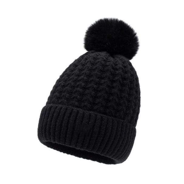 Cappello lavorato a maglia caldo foderato in pile, per ciclismo all'aperto, all'ingrosso, in filato spesso, con pompon, per autunno e inverno, da donna_voghion.com