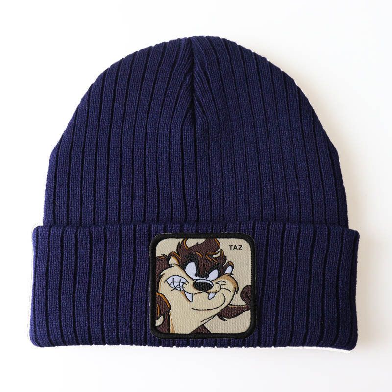 Bonnet tricoté unisexe Hip Hop avec motif de broderie animale Bonnet tricoté neutre et chaud_voghion.com