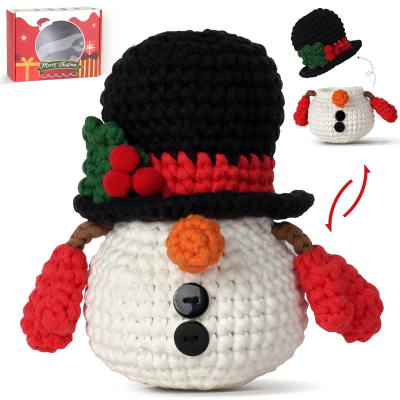 Christmas Crochet Kit Material Package Play Snowman Storage Box Handmade Diy Woven Milk Cotton_voghion.com