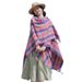 Colorful checkered ethnic style women's shawl, warm windproof scarf, grassland photography cape, spring and autumn_voghion.com