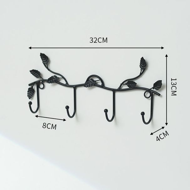 Wall Hooks – No-Drill Multi-Hook Organizer, Modern Matte Black/Gold Vine Leaf & Dot Design For Home & Retail (4/5/6 Hooks, 3kg Capacity)_voghion.com