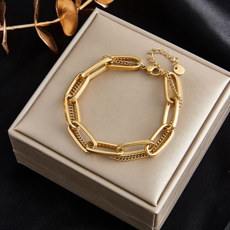 Mode niche ontwerp metalen retro eenvoudige en veelzijdige dubbellaags gestapelde ketting titanium stalen sieraden armband_voghion.com