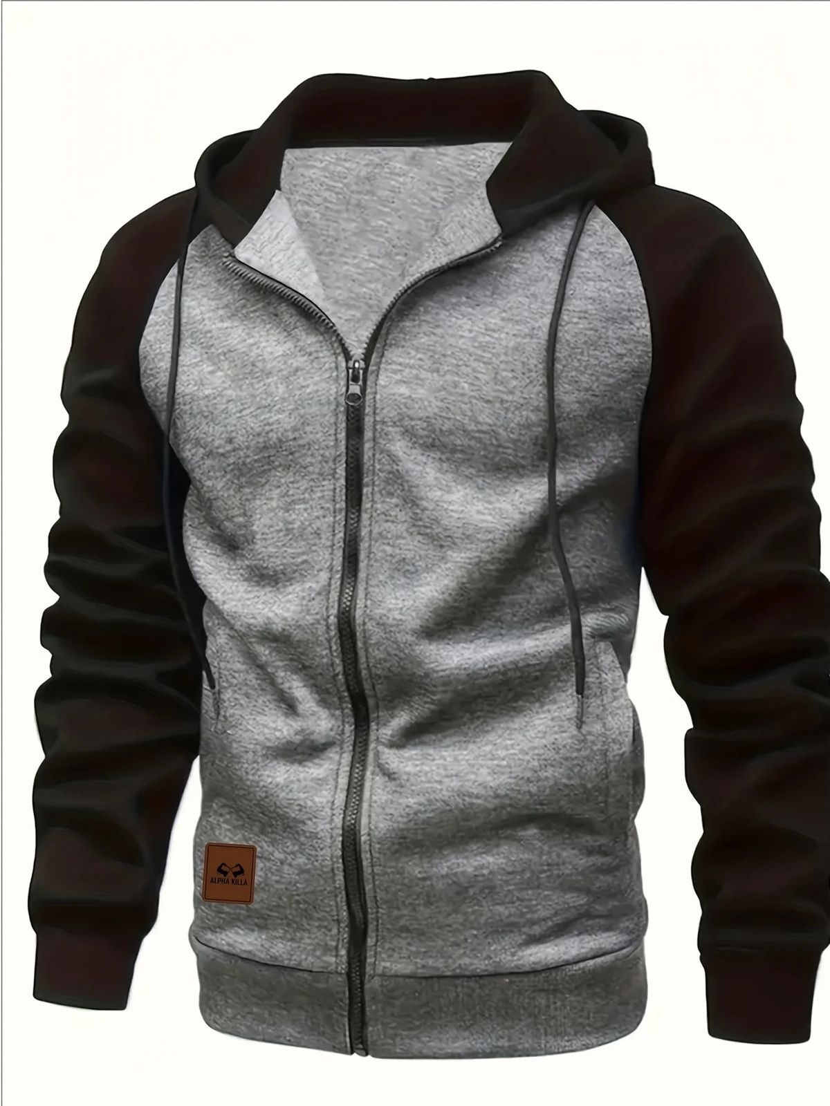 Herren Strickjacke mit Kapuze und Reißverschluss, lässig, Raglanärmel_voghion.com