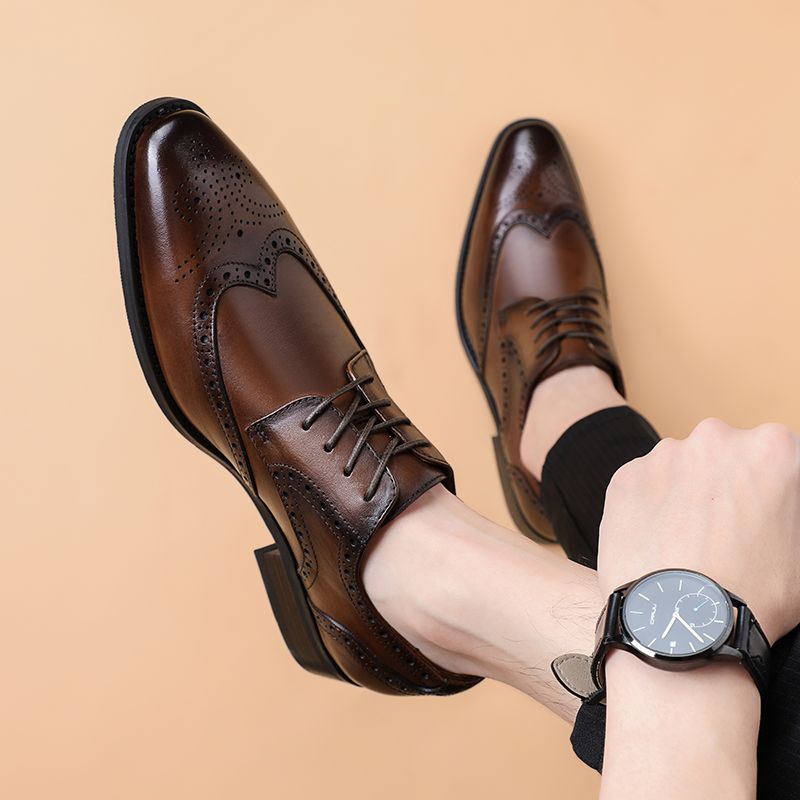 Esimese kihi loomanahast 2025. aasta uus saabumine ehtsast brogue-nahast meeste ärirõivaste pidulikud derbykingad GOOD YEAR pulmad_voghion.com
