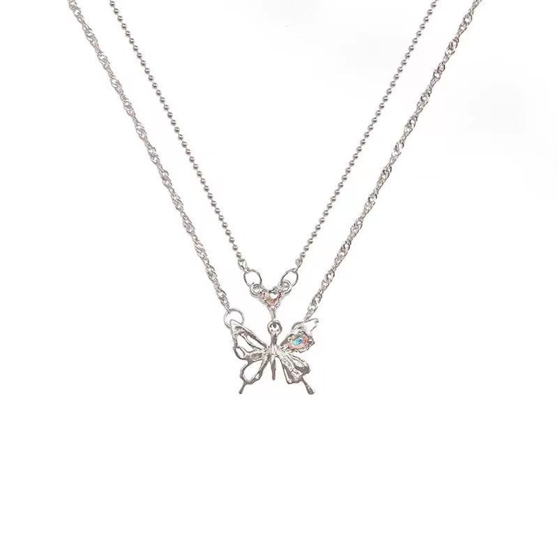 Heart Double - Layer Butterfly Necklace For Women: A Stylish Choice_voghion.com