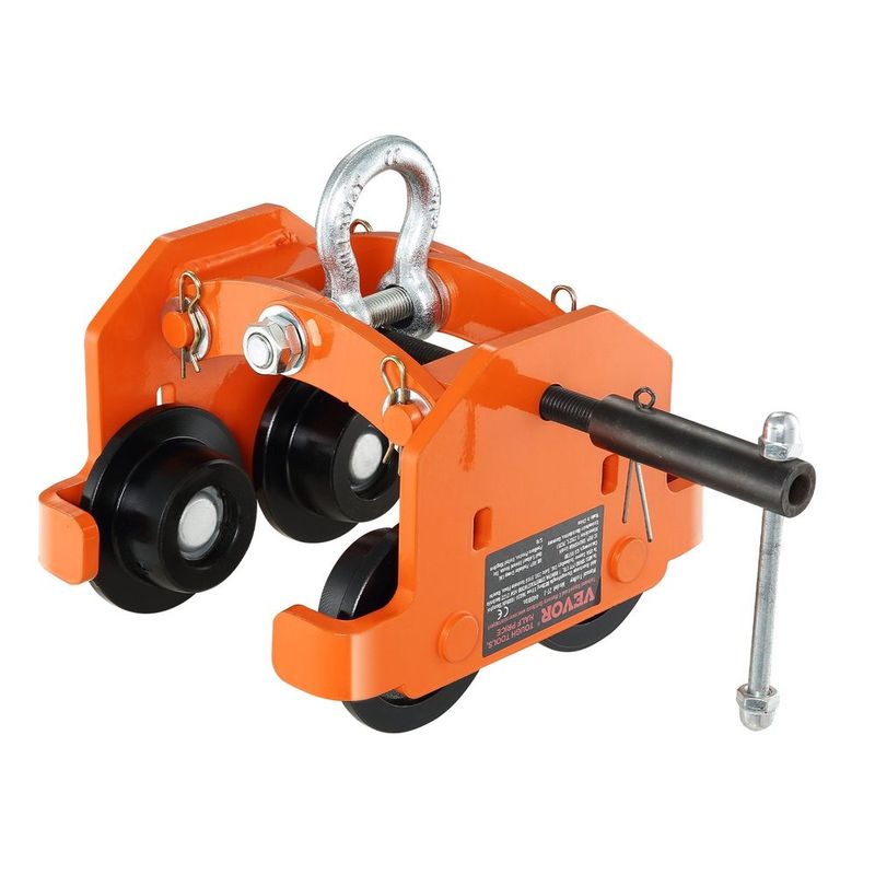 Manual Trolley, 4400 Lbs/2 Ton Load Capacity, Push Beam Trolley With Dual Wheels, Adjustable For I-Beam Flange Width 2.8' To 6.7', Heavy Duty Alloy_voghion.com